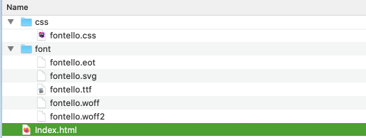 file structure of adding a custom icon font from fontello or icomoon