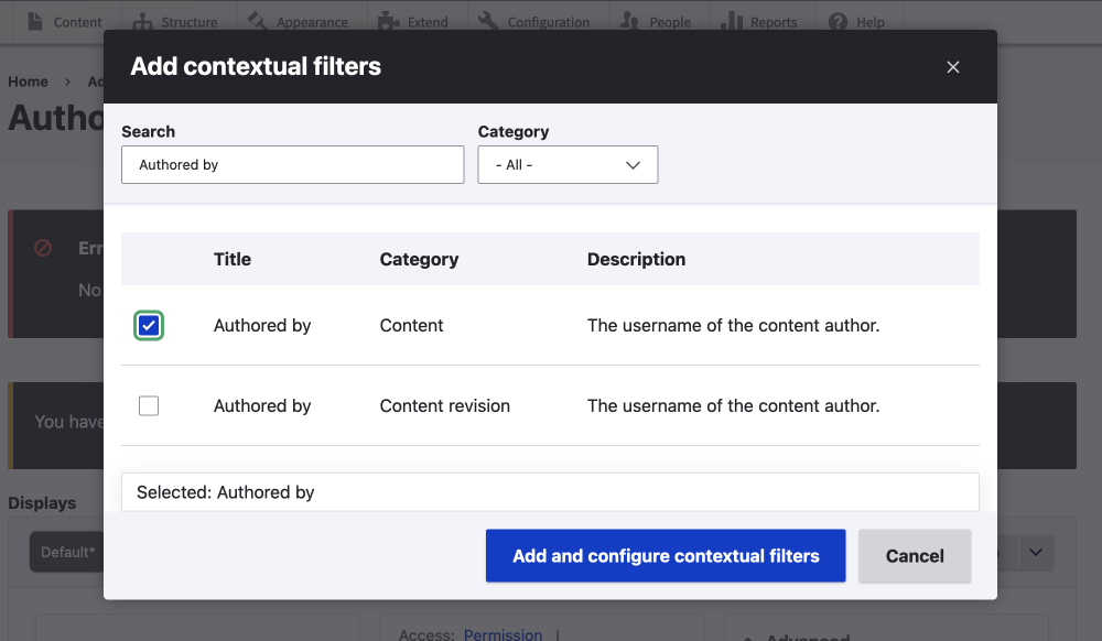 add contextual filter