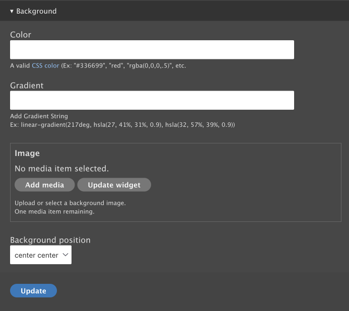 layout builder backgroud UI form with gradient