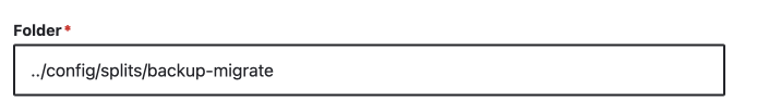folder input value for backup migrate partial config split drupal