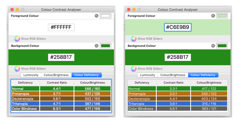 colour contrast analyser multi screen