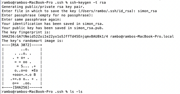 create new rsa keypair with output random art image