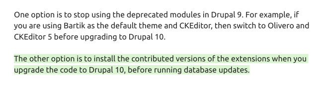 install contributed versions of deprecated modules and themes
