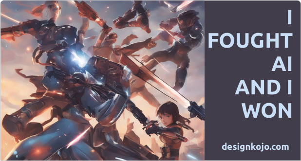 an AI generated image illustrating I fought AI and I won
