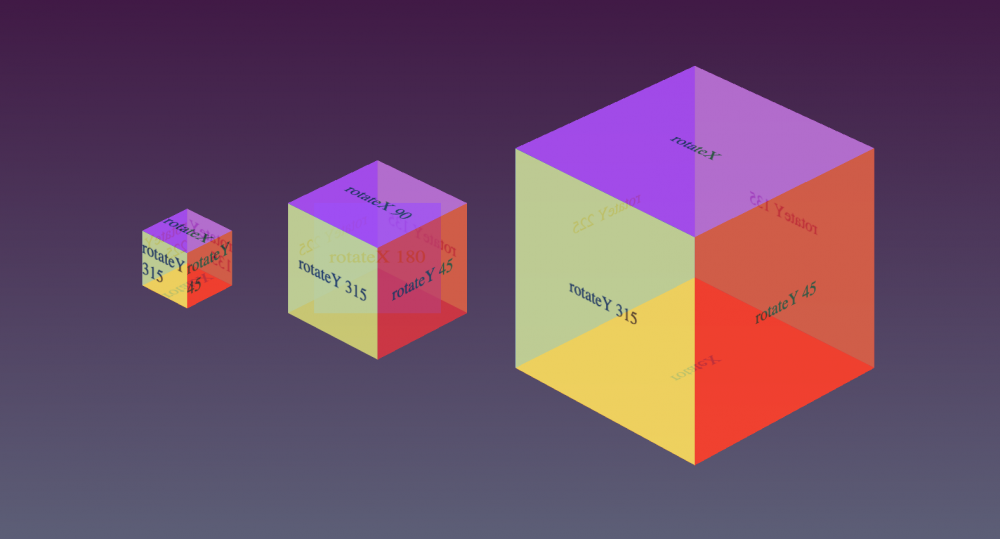 3 CSS cubes in a row