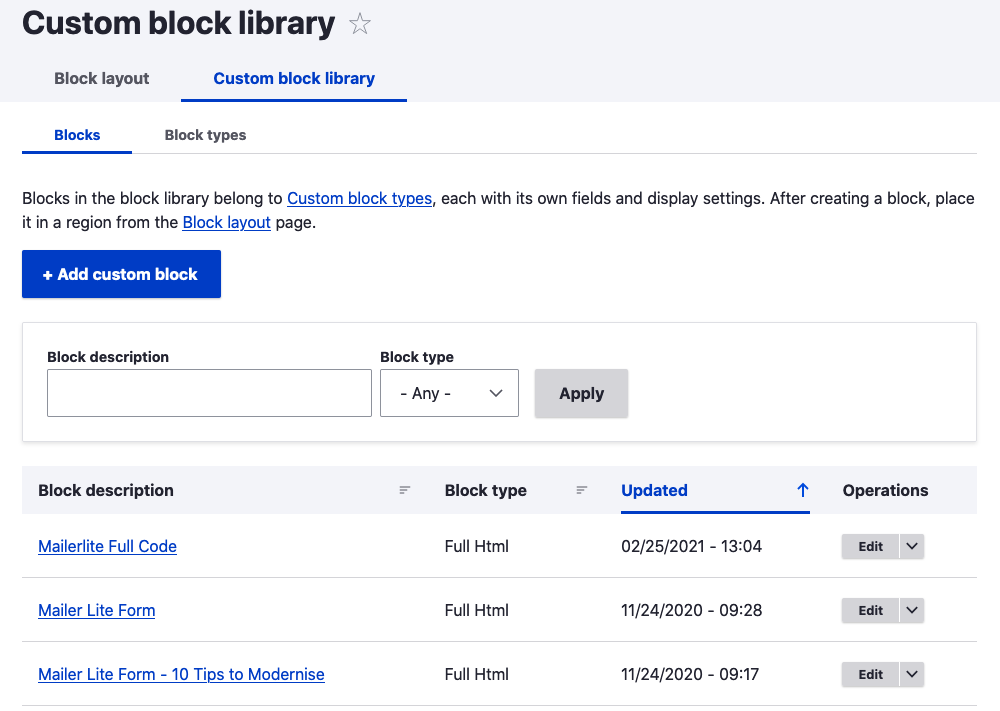 Creating Customs Blocks And Custom Block Types In Drupal 9