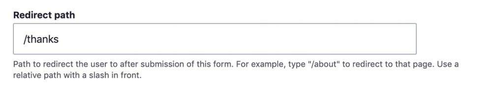 contact form drupal redirect path input settings