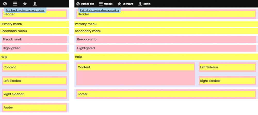 drupal demonstrate block regions desktop & mobile