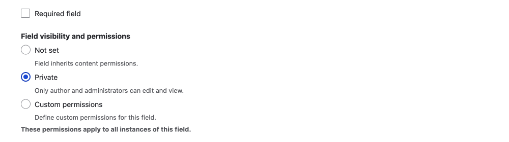drupal field permissions with private settings