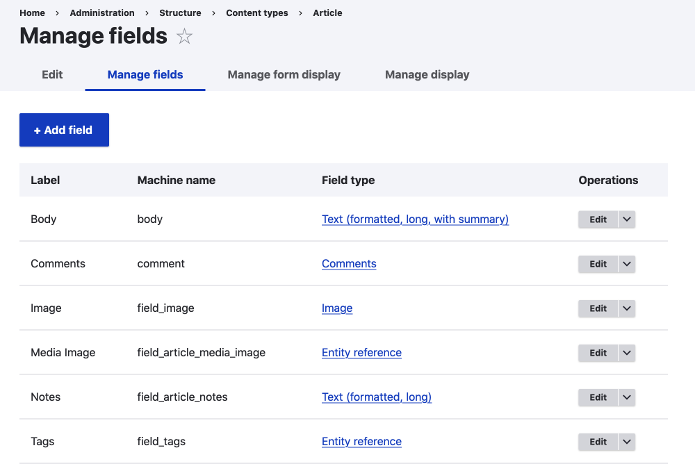 manage feildsin Drupal CMS