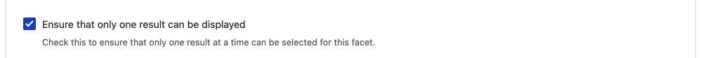 facet settings to enforce single-result