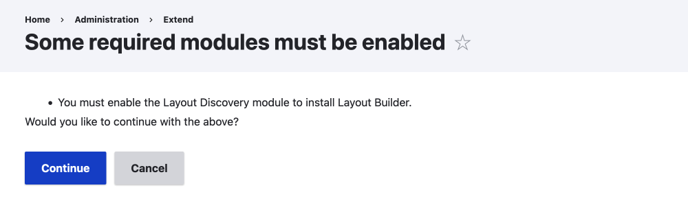 drupal UI message to enable required modules on mobile install
