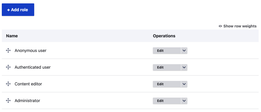 drupal standard installation role