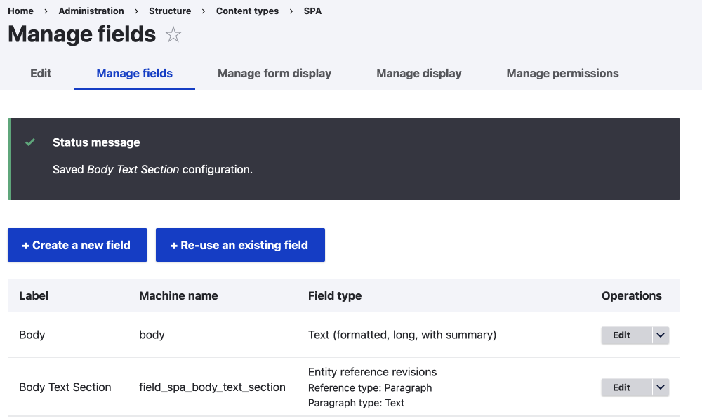 mange fields with new entity reference revisions field showing