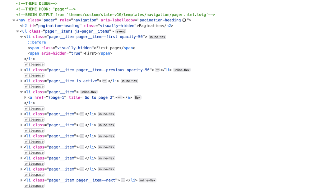 slate v1 from starterkit adjusted markup showing in-active first and previous links