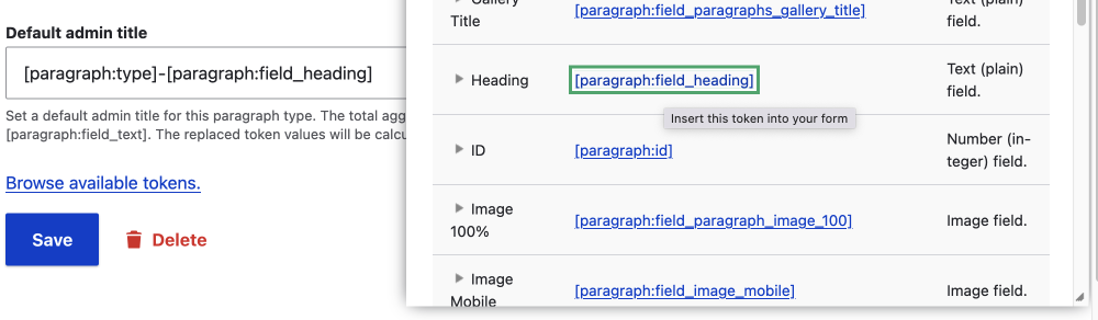 adding token to a field