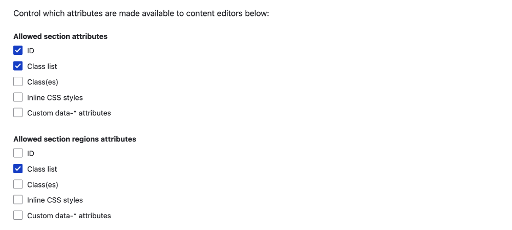 attributes available on module settings page