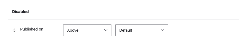 the disabled published on field in the Drupal UI