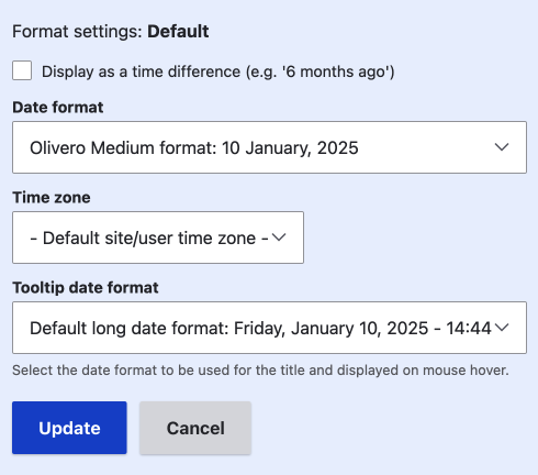 format options for the published date field