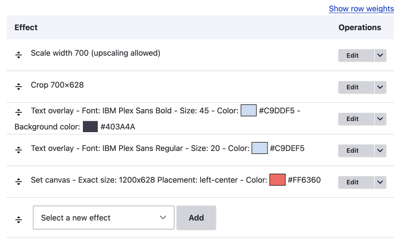 multiple effects stacked to create Open Graph image in Drupal