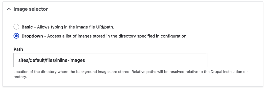 drupal image effects image selector dropdown setting
