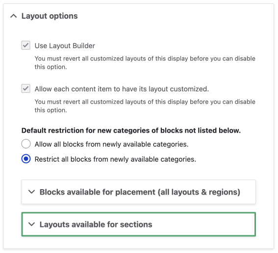 layout options section drupal manage display