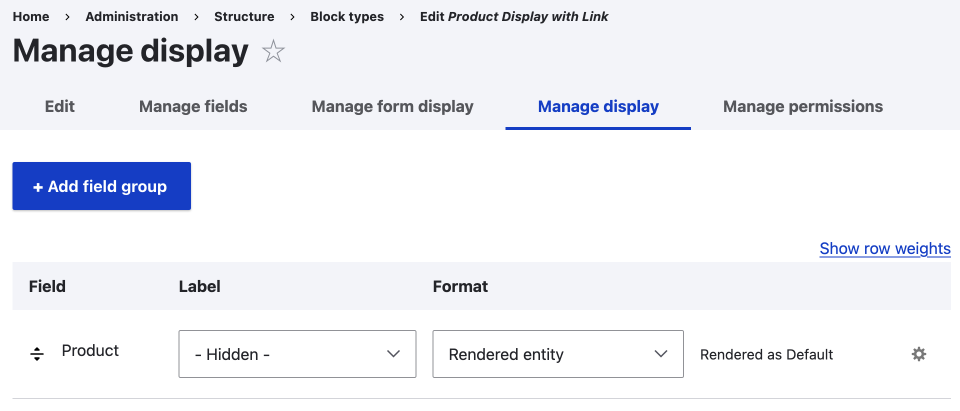 custom block manage display with one paragraph field