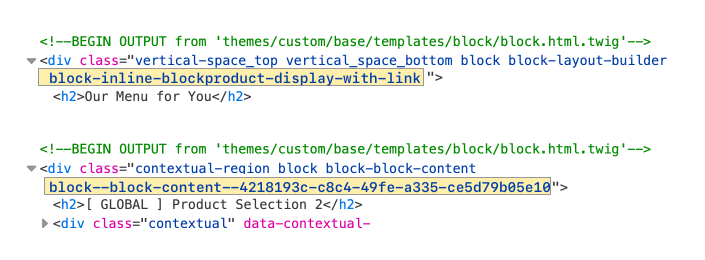 inline block and global block classes