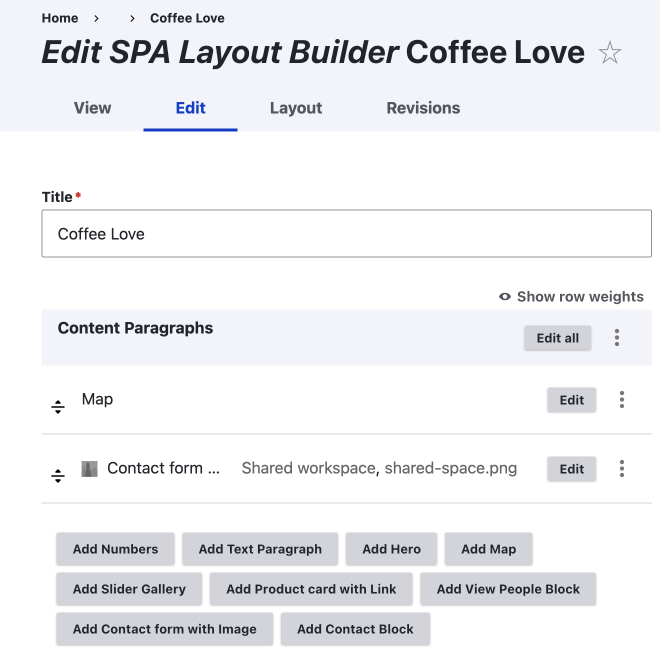 create paragraphs block on edit node