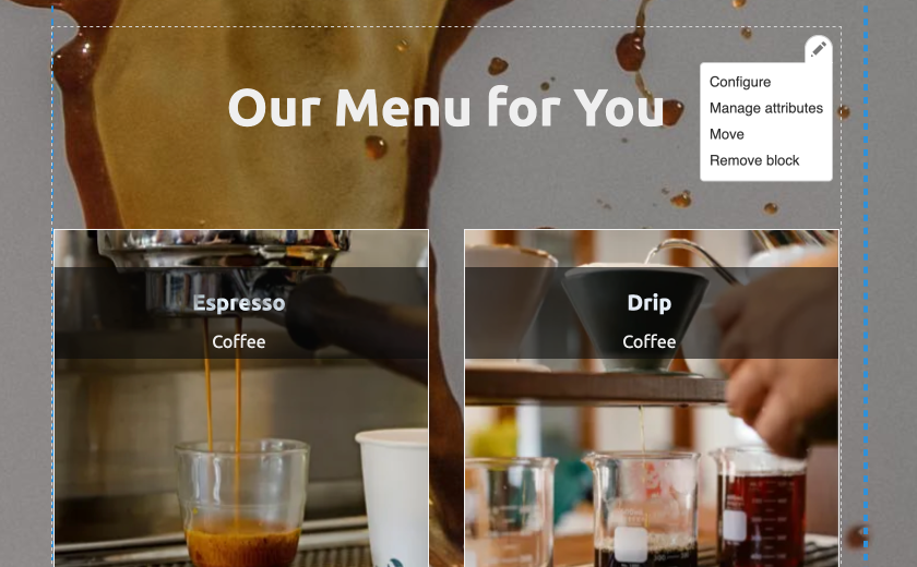 edit layout builder component inline