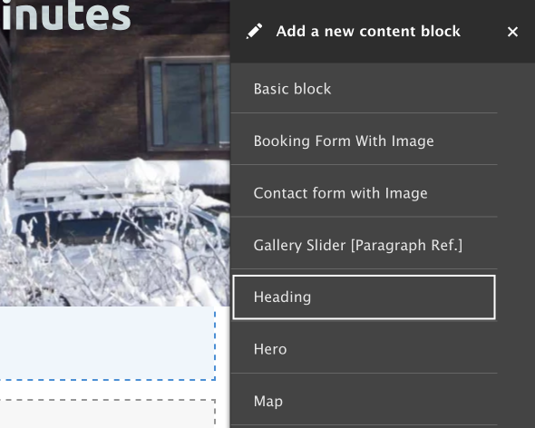 UI of the add a new content block tray in layout builder